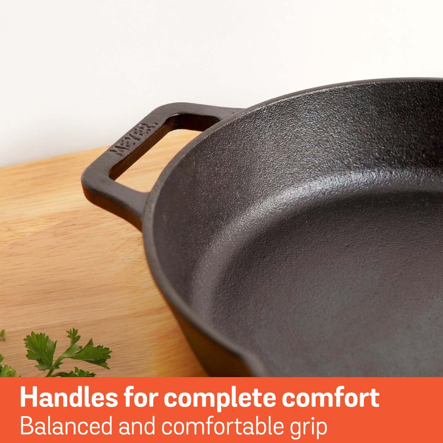 Meyer Pre-Seasoned Cast Iron Induction Double Handle 24cm Skillet