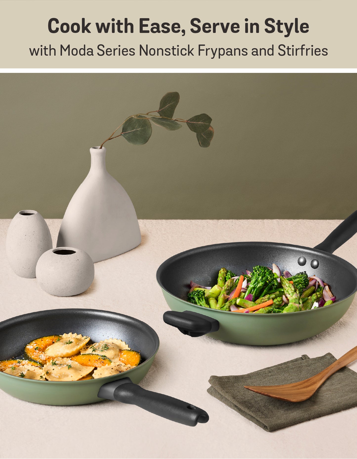 Meyer Moda Induction Frypan Twin Pack 24/30cm Sage
