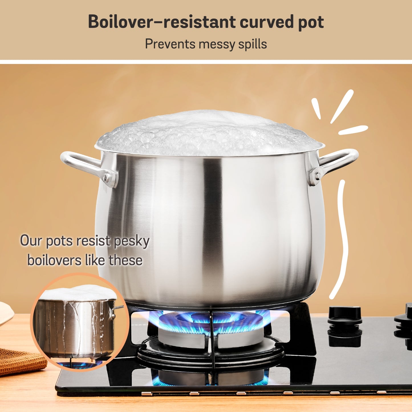 Meyer White Steel Stainless Steel Induction Stockpot With Glass Lid 24cm