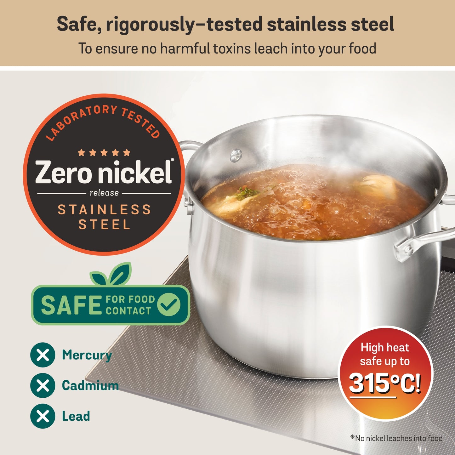 Meyer White Steel Stainless Steel Induction Stockpot With Glass Lid 24cm
