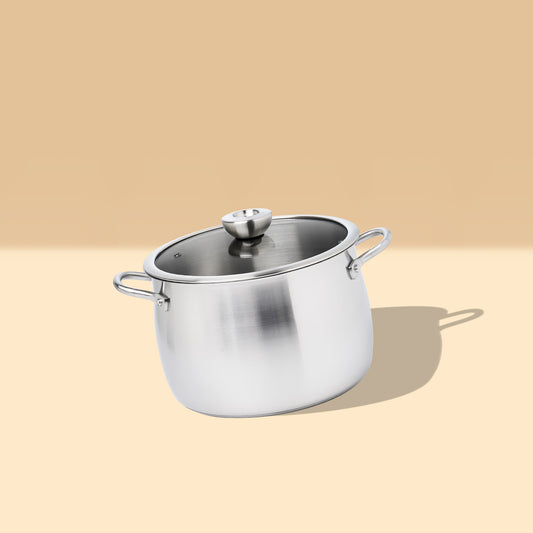Meyer White Steel Stainless Steel Induction Stockpot With Glass Lid  24cm