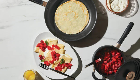 Yogurt-Filled Crepes with Apple and Cranberry Compote