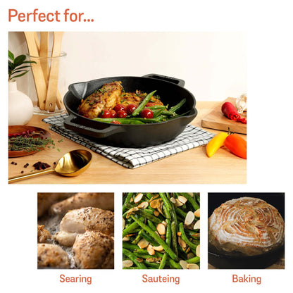Meyer Pre-Seasoned Cast Iron Induction Double Handle 24cm Skillet