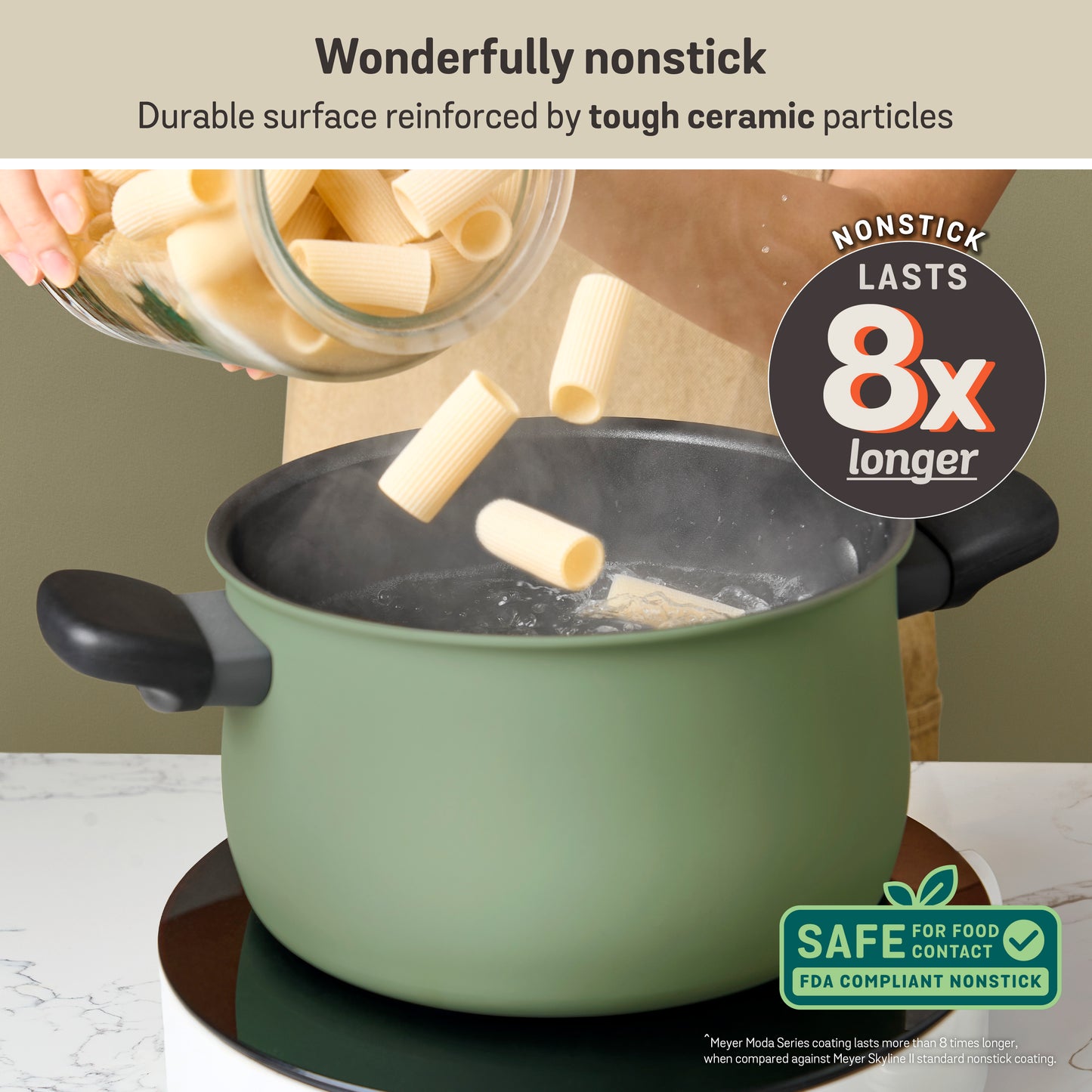 Meyer Moda Nonstick Induction Covered Stockpot 20cm/3.8L Sage