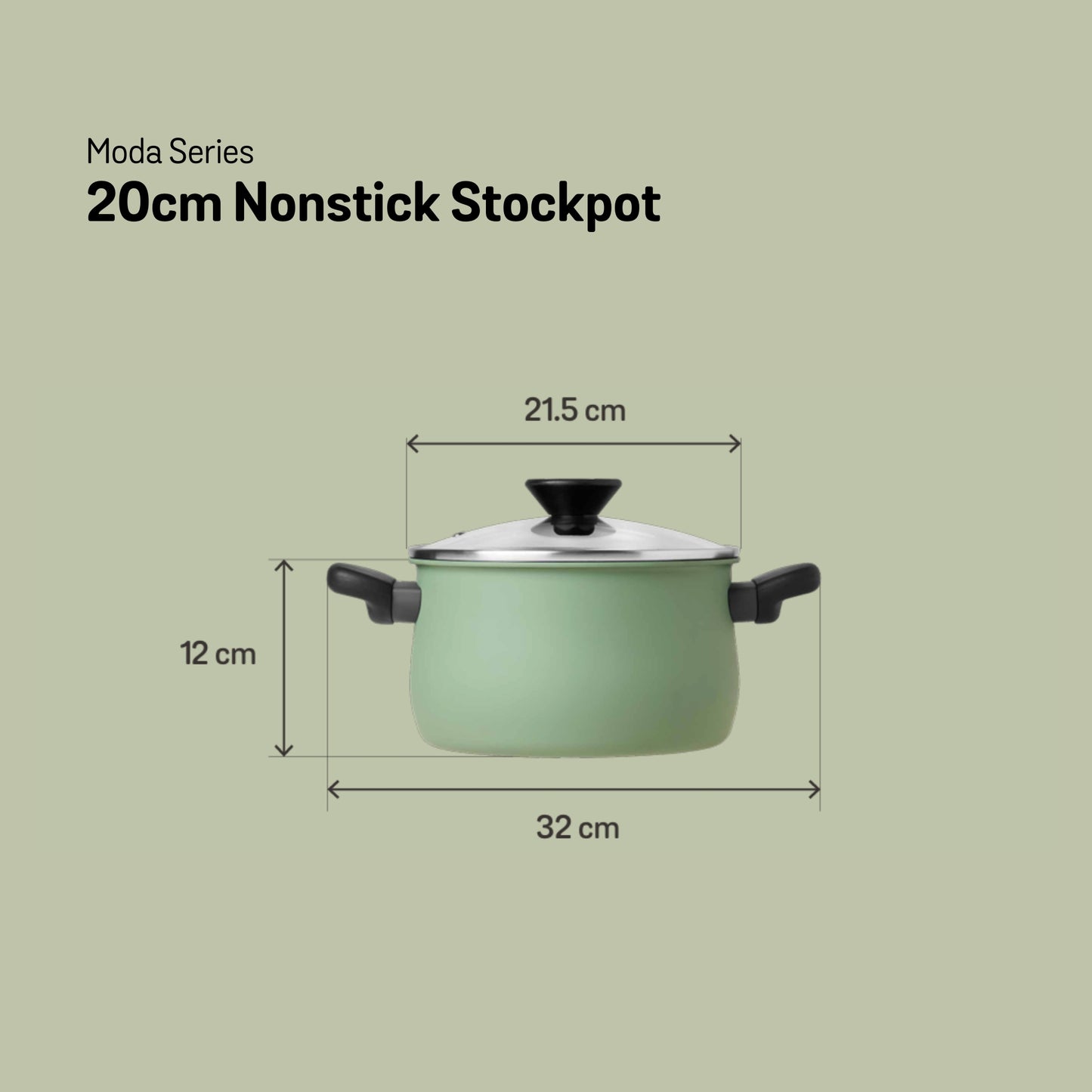 Meyer Moda Nonstick Induction Covered Stockpot 20cm/3.8L Sage