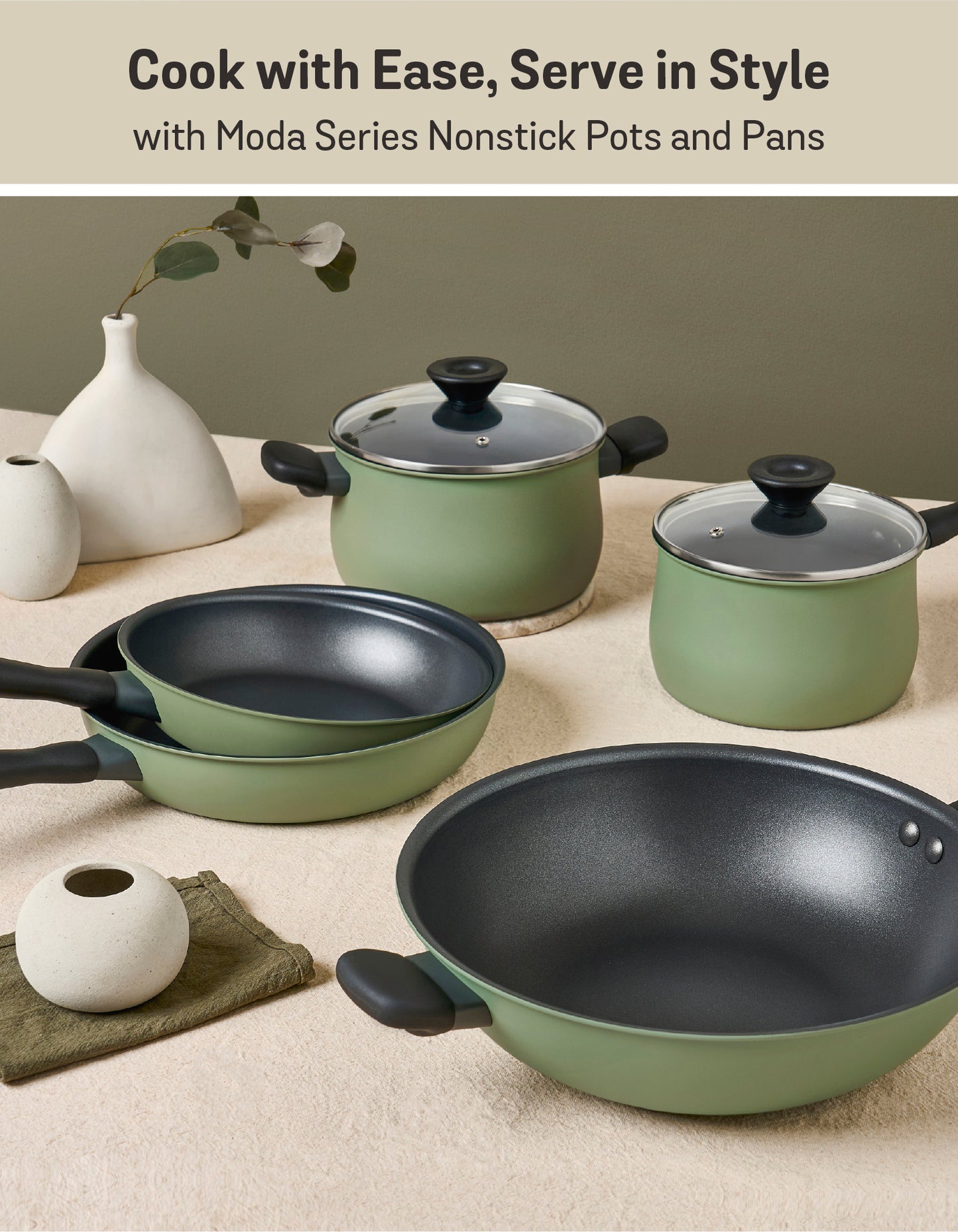 Meyer Moda Induction Frypan Twin Pack 24/30cm Sage