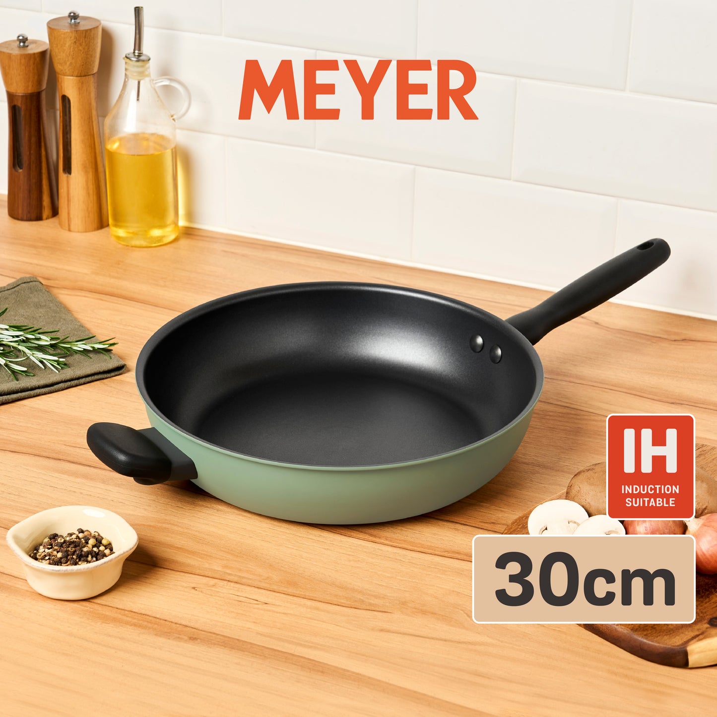 Meyer Moda Nonstick Induction Frypan With Helper Handle 30cm Sage