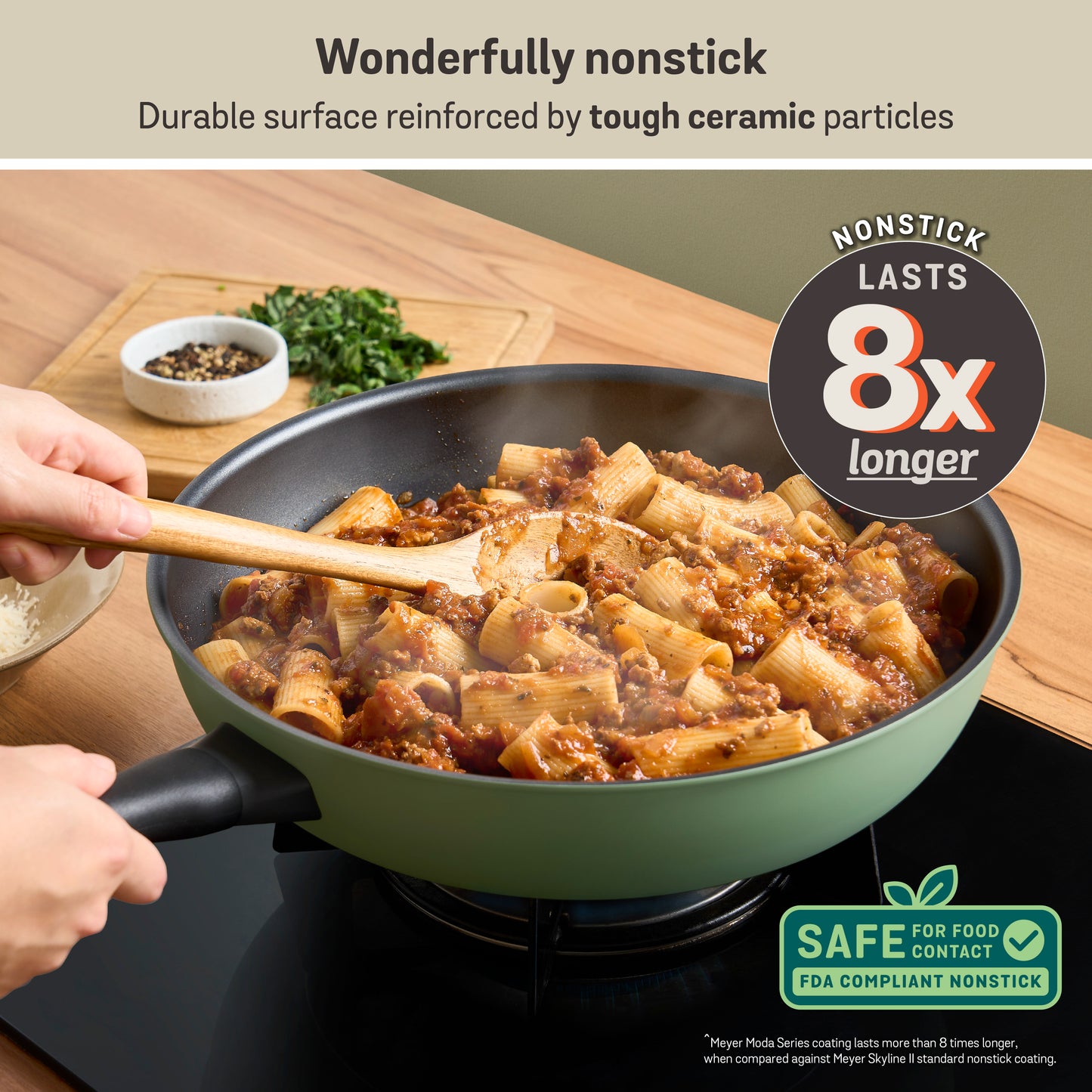 Meyer Moda Nonstick Induction Frypan With Helper Handle 30cm Sage