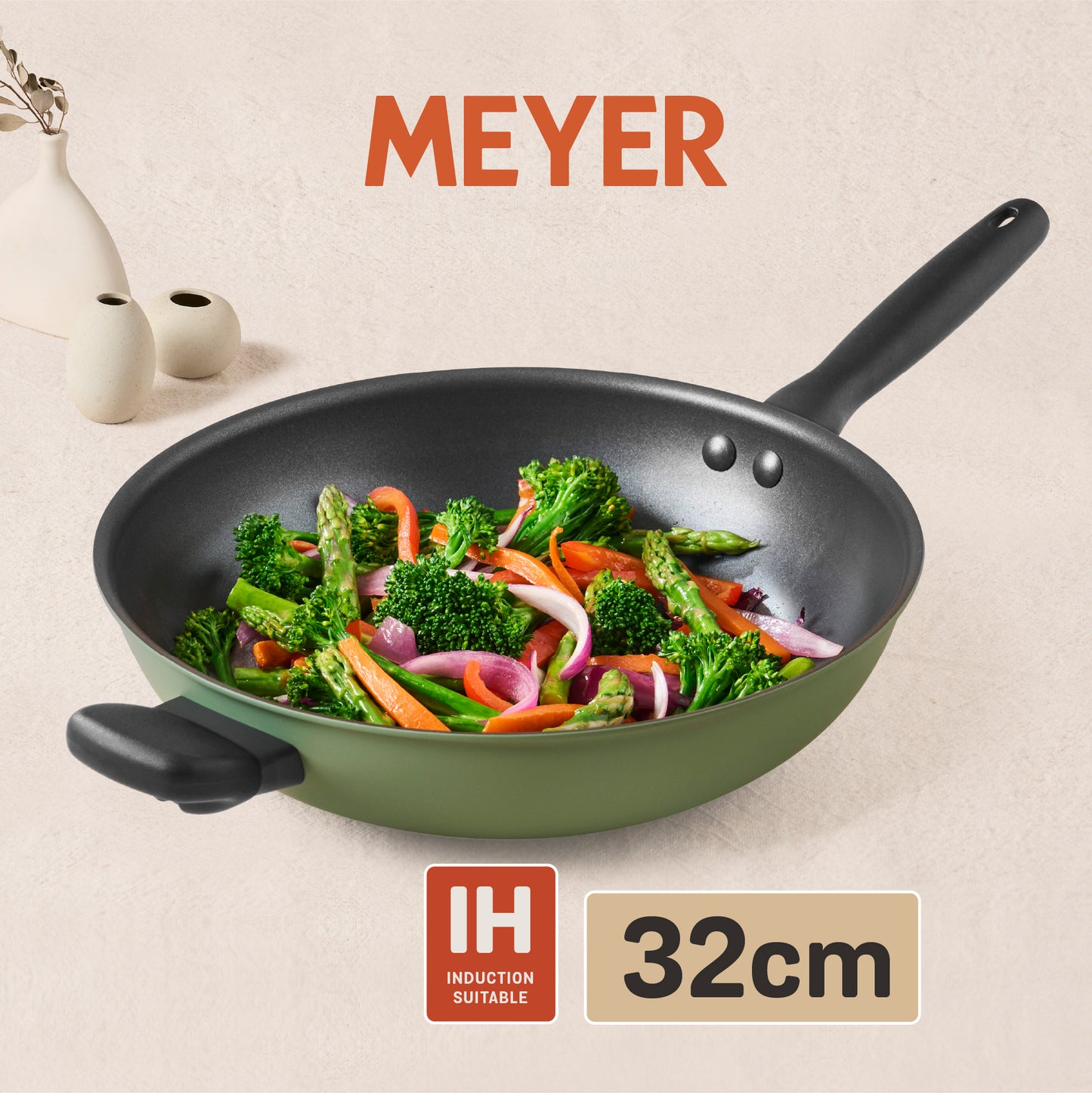 Meyer Moda Nonstick Induction Stirfry 32cm Sage