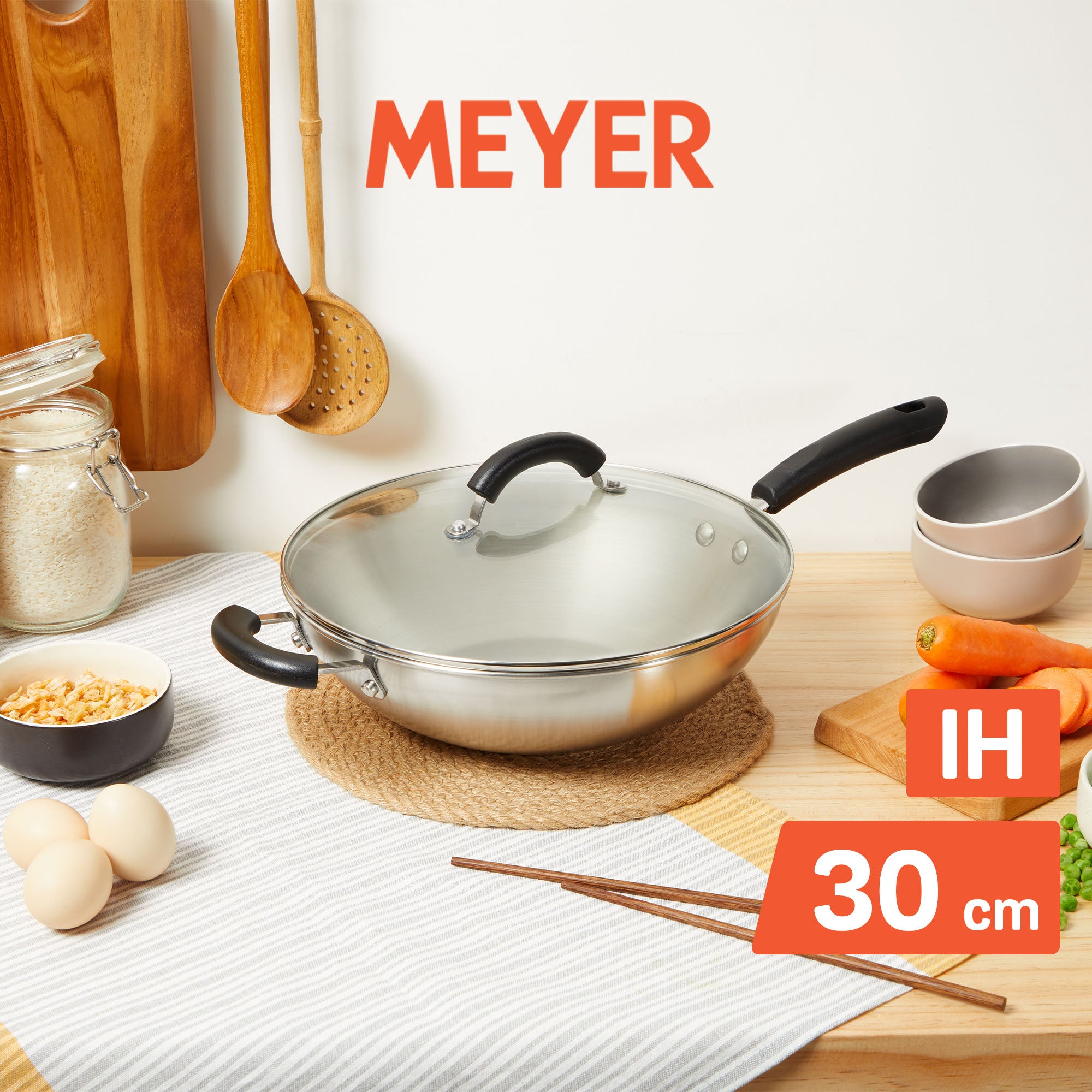 Meyer Centennial Stainless Steel 30cm Covered Stirfry