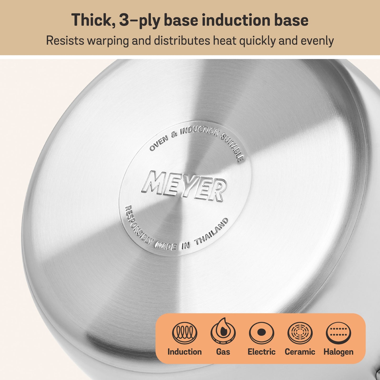 Meyer White Steel Stainless Steel Induction 3 Piece Complete Set