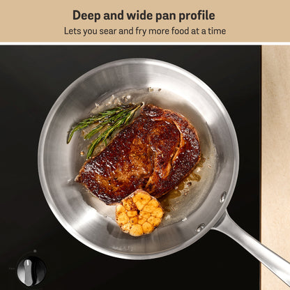 Meyer White Steel Stainless Steel Induction 24/28cm Frypan Twin Pack