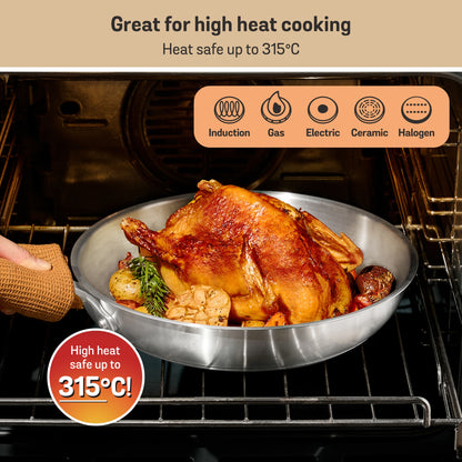 Meyer White Steel Stainless Steel Induction 24/28cm Frypan Twin Pack