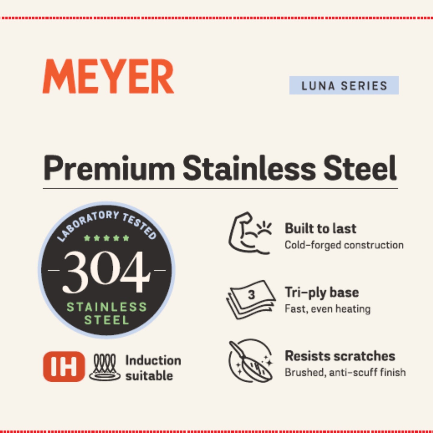 Meyer Luna Stainless Steel 3 Piece Cookware Set