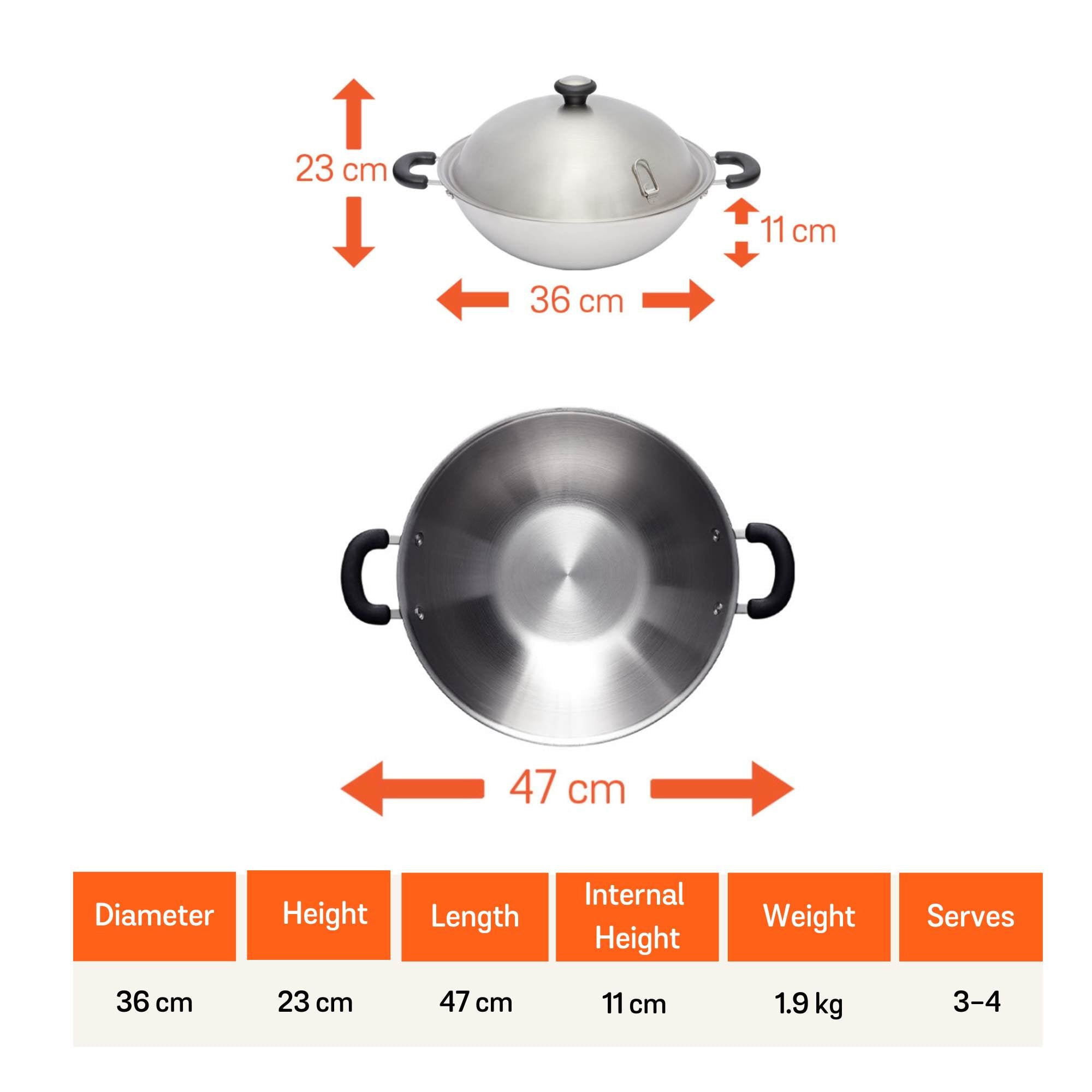 Meyer Centennial Stainless Steel 36cm Covered Wok