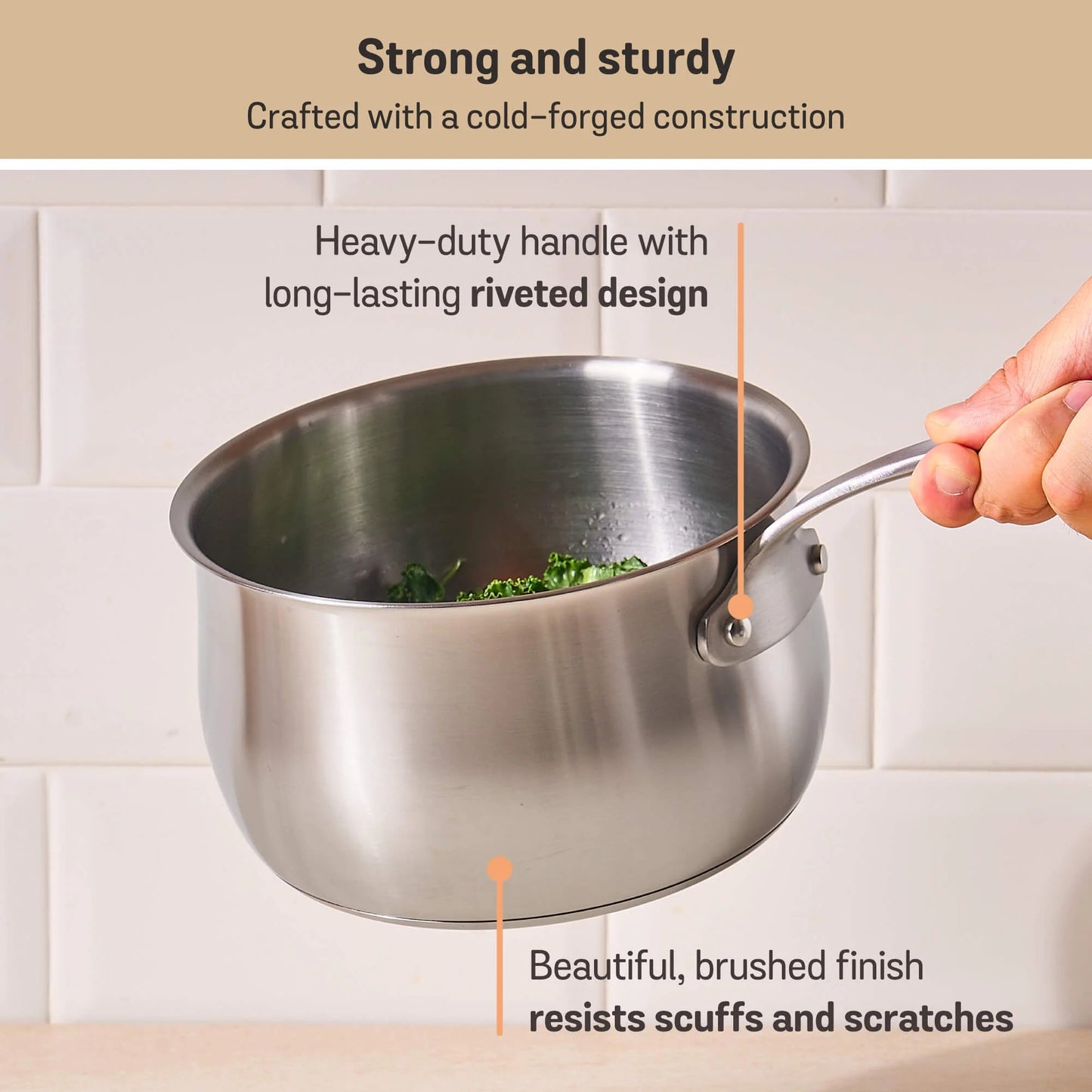 Meyer White Steel Stainless Steel Induction Saucepan With Glass Lid 18cm