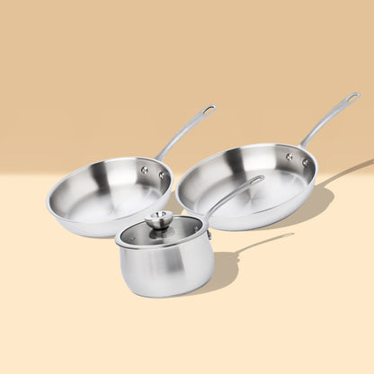 Meyer White Steel Stainless Steel Induction 3 Piece Starter Set
