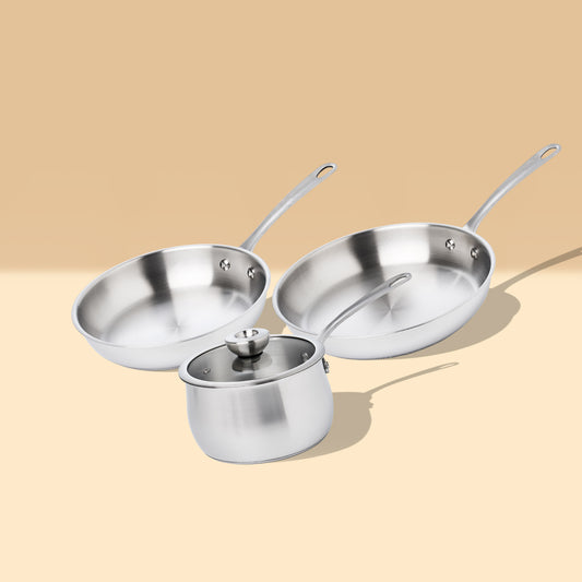 Meyer White Steel Stainless Steel Induction 3 Piece Starter Set