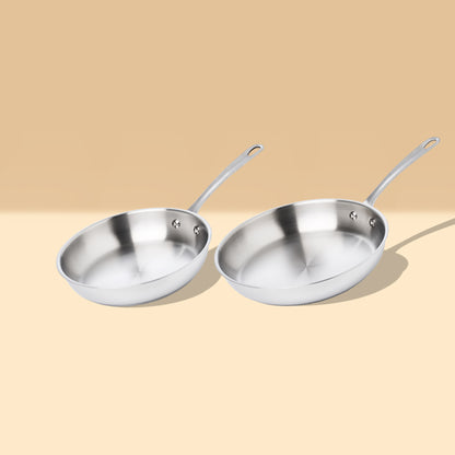 Meyer White Steel Stainless Steel Induction 24/28cm Frypan Twin Pack
