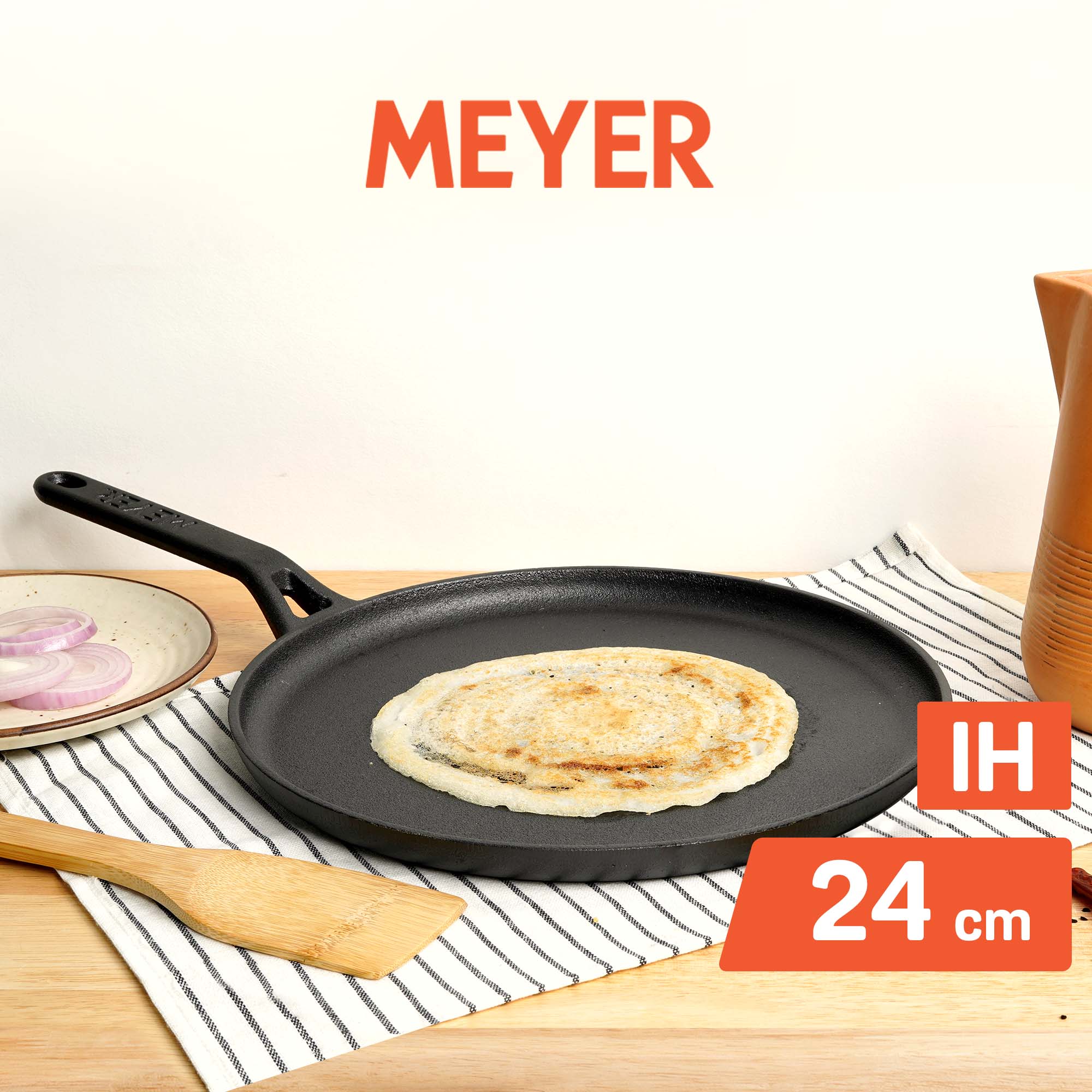 Meyer Pre-Seasoned Cast Iron Induction Tawa 24cm