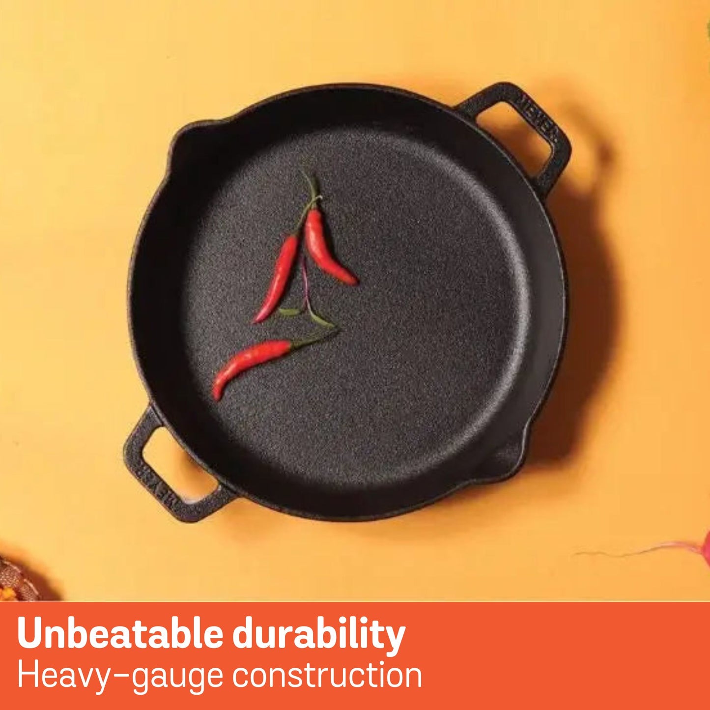 Meyer Pre-Seasoned Cast Iron Induction Double Handle 24cm Skillet