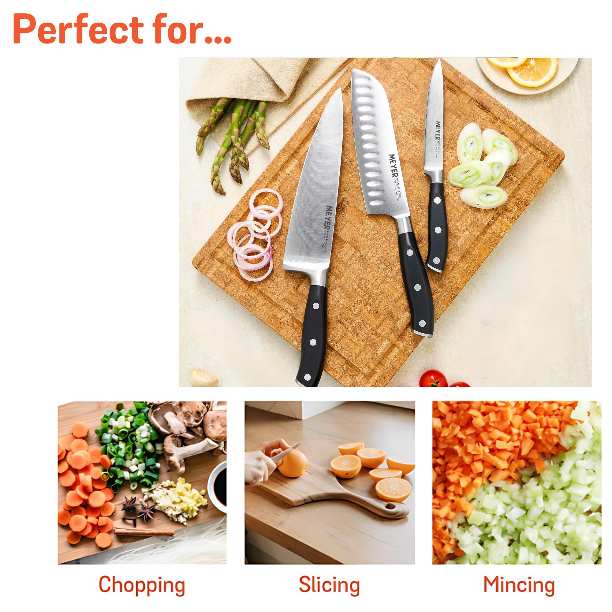 Meyer 4-Piece Stainless Steel Japanese Knife Set