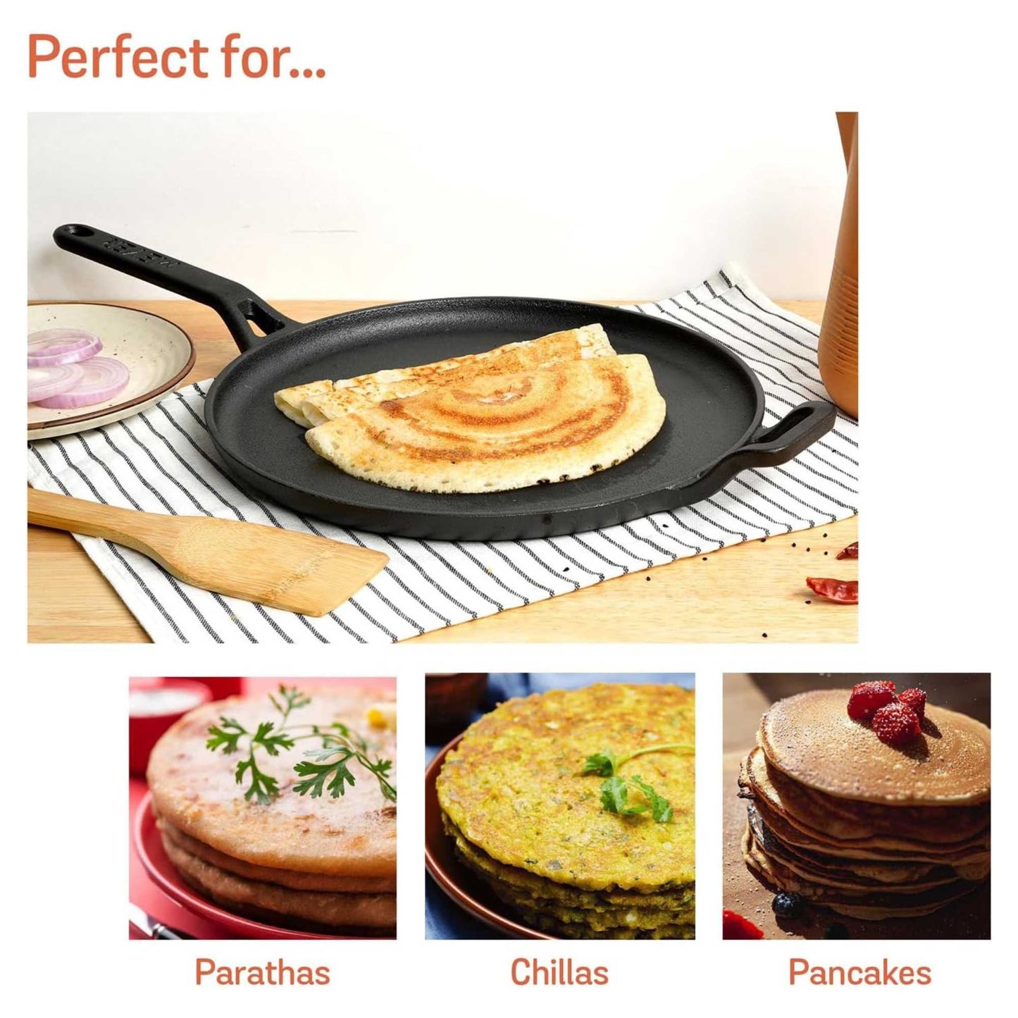Meyer Pre-Seasoned Cast Iron Induction Tawa 28cm