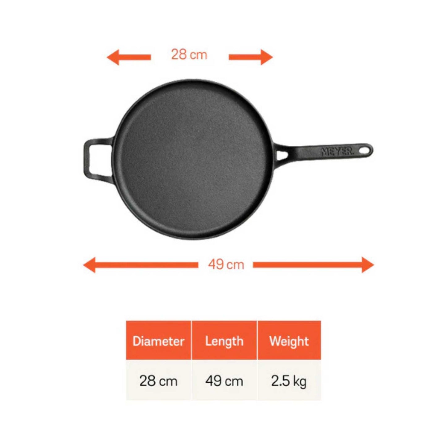 Meyer Pre-Seasoned Cast Iron Induction Tawa 28cm