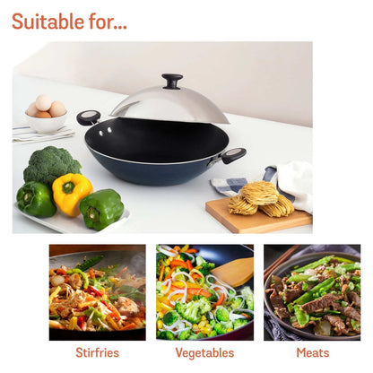 Meyer Radiance Induction Covered Wok 35cm Blue